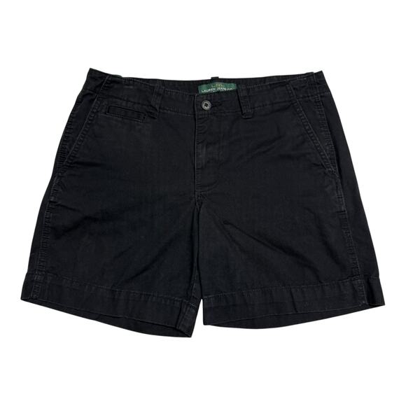 Lauren Ralph Lauren Flat Front Twill Shorts Black 6 - Picture 1 of 3